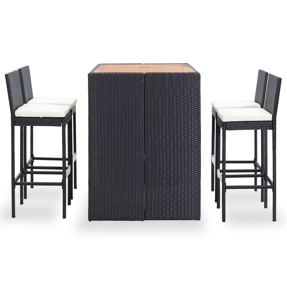 Vixl Set Mobilier De Exterior 5 Piese, , Poliratan, Lemn Acacia