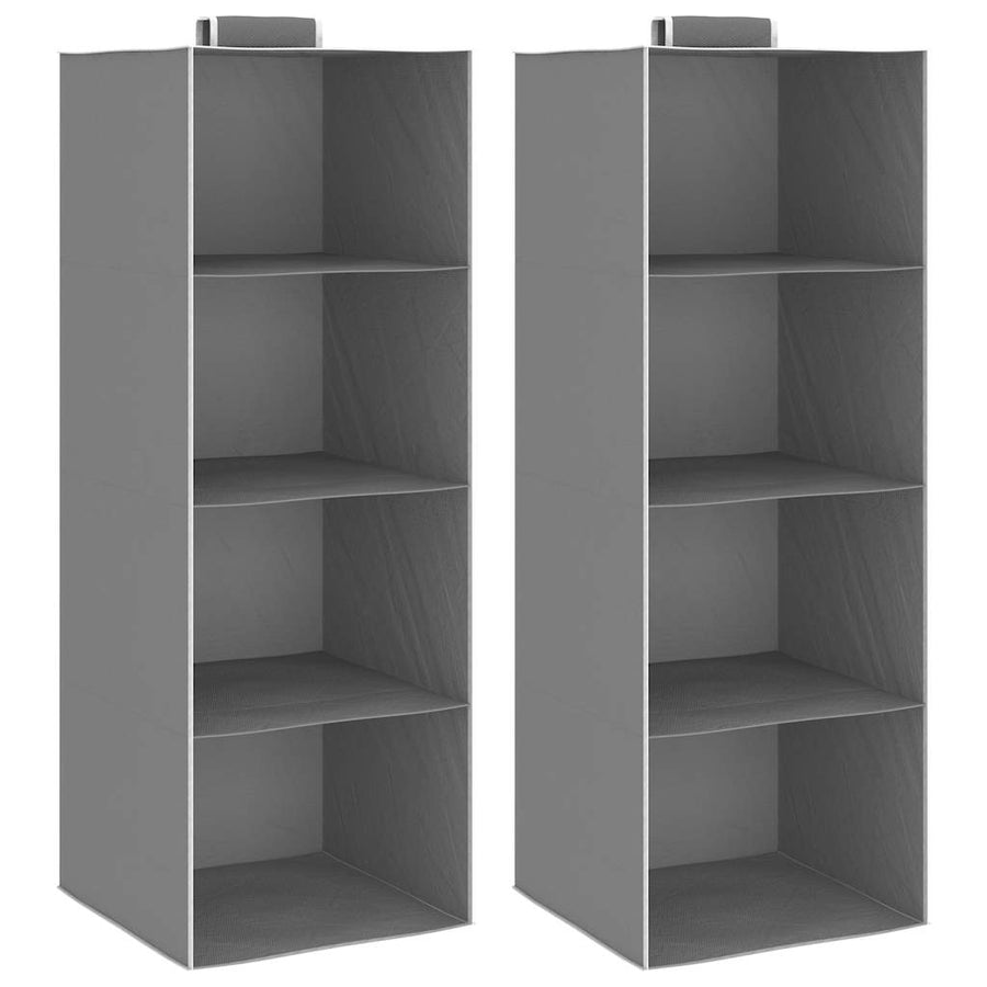 Organizatoare Suspendate Dulap, 2 Buc., Cu 4 Rafturi, Textil