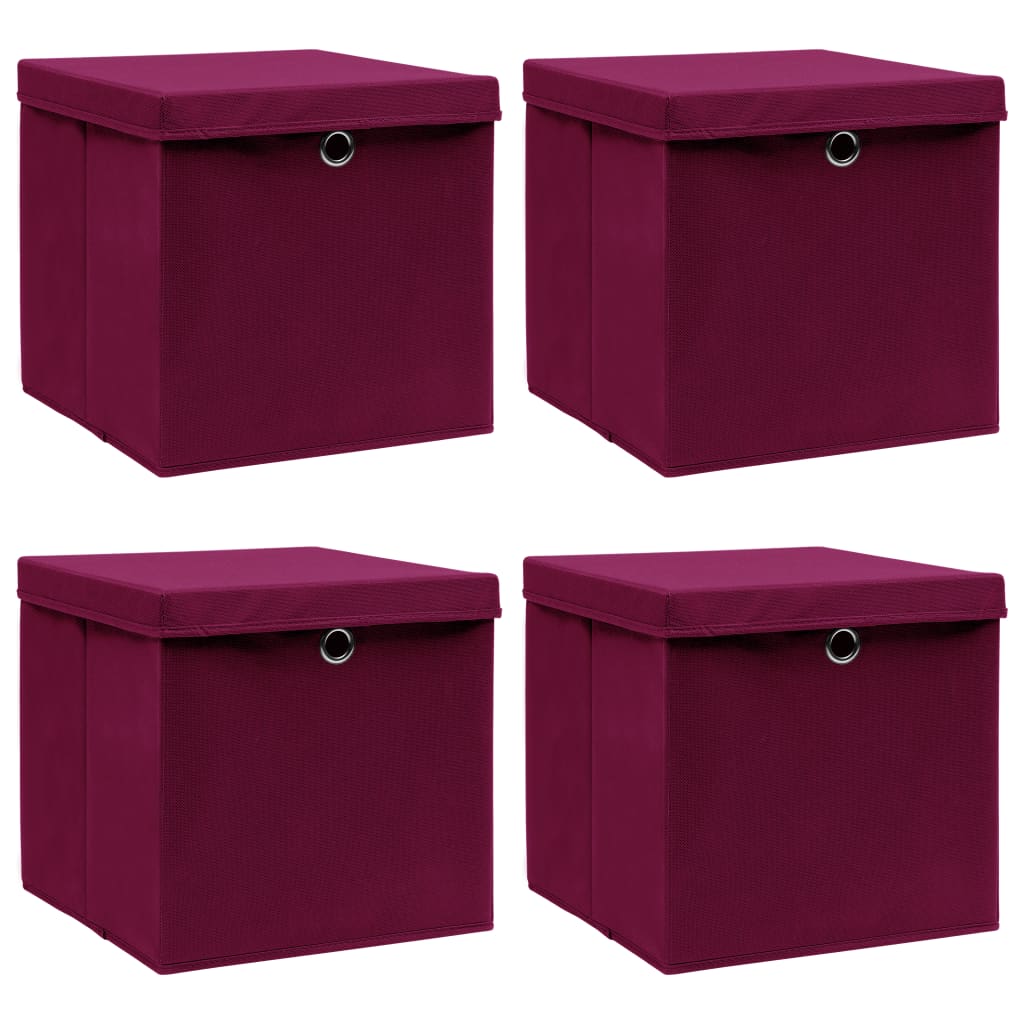 Cutii Depozitare Cu Capace, 10 Buc., Gri, 32X32X32 Cm, Textil