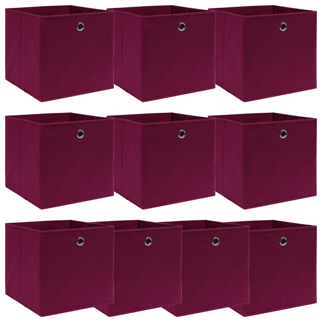 Cutii Depozitare Cu Capace, 10 Buc., Gri, 32X32X32 Cm, Textil