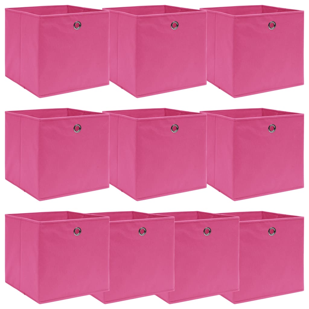 Cutii Depozitare Cu Capace, 10 Buc., Gri, 32X32X32 Cm, Textil