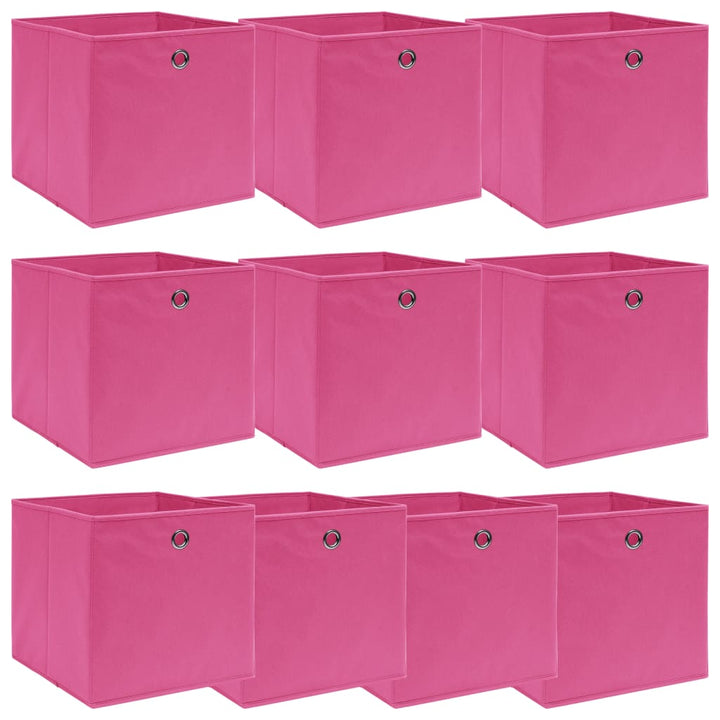 Cutii Depozitare Cu Capace, 10 Buc., Gri, 32X32X32 Cm, Textil