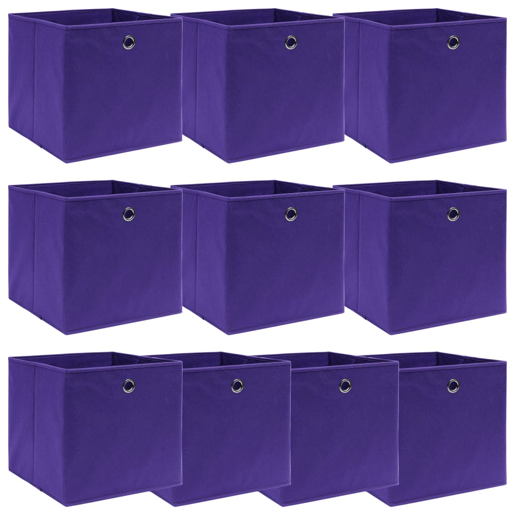Cutii Depozitare Cu Capace, 10 Buc., Gri, 32X32X32 Cm, Textil