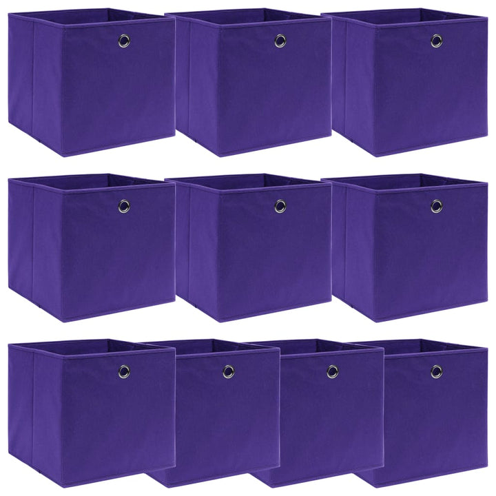 Cutii Depozitare Cu Capace, 10 Buc., Gri, 32X32X32 Cm, Textil