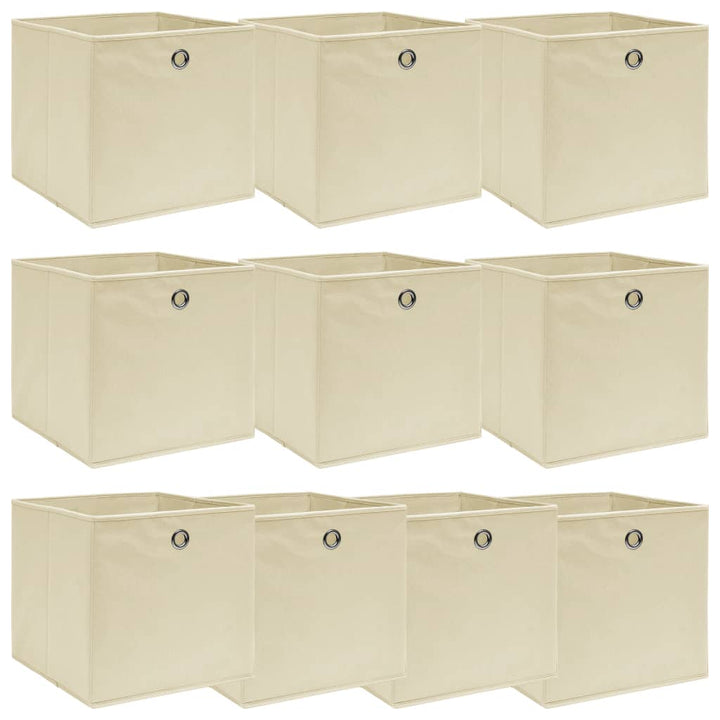 Cutii Depozitare Cu Capace, 10 Buc., Gri, 32X32X32 Cm, Textil