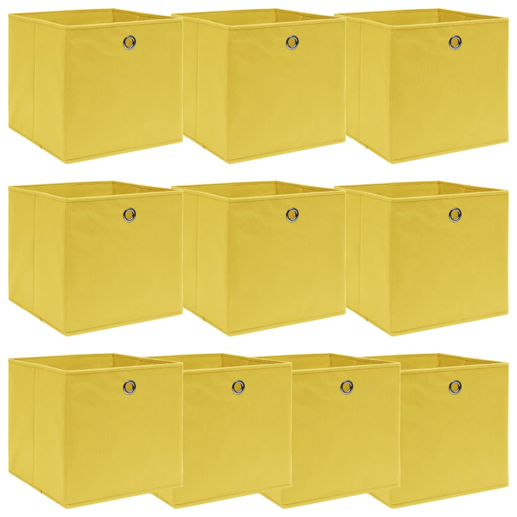 Cutii Depozitare Cu Capace, 10 Buc., Gri, 32X32X32 Cm, Textil