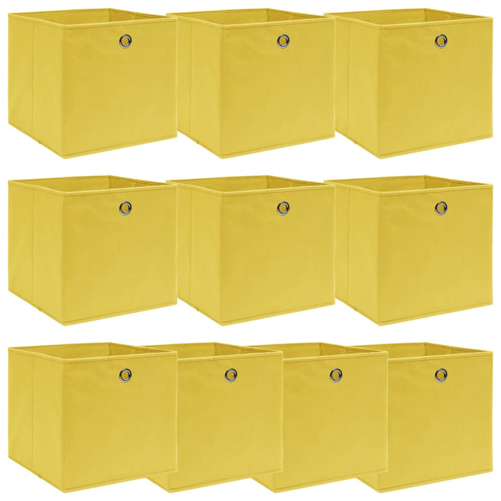 Cutii Depozitare Cu Capace, 10 Buc., Gri, 32X32X32 Cm, Textil
