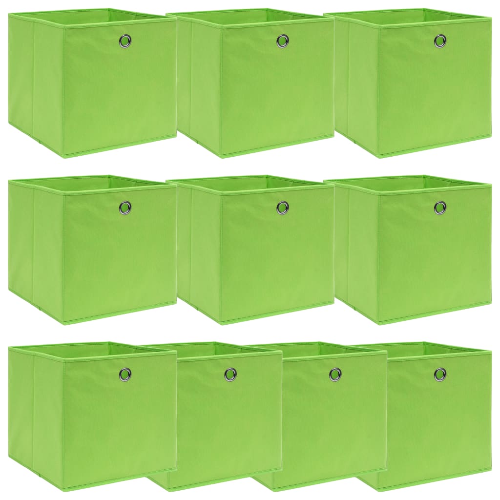 Cutii Depozitare Cu Capace, 10 Buc., Gri, 32X32X32 Cm, Textil