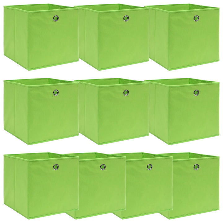 Cutii Depozitare Cu Capace, 10 Buc., Gri, 32X32X32 Cm, Textil