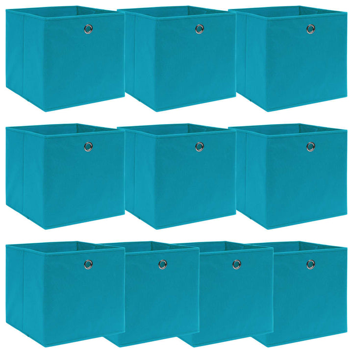 Cutii Depozitare Cu Capace, 10 Buc., Gri, 32X32X32 Cm, Textil