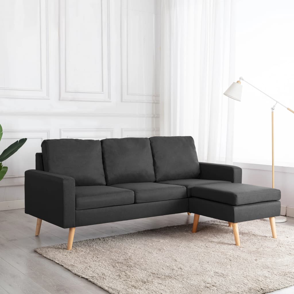Canapea Cu 3 Locuri Și Taburet, , Material Textil