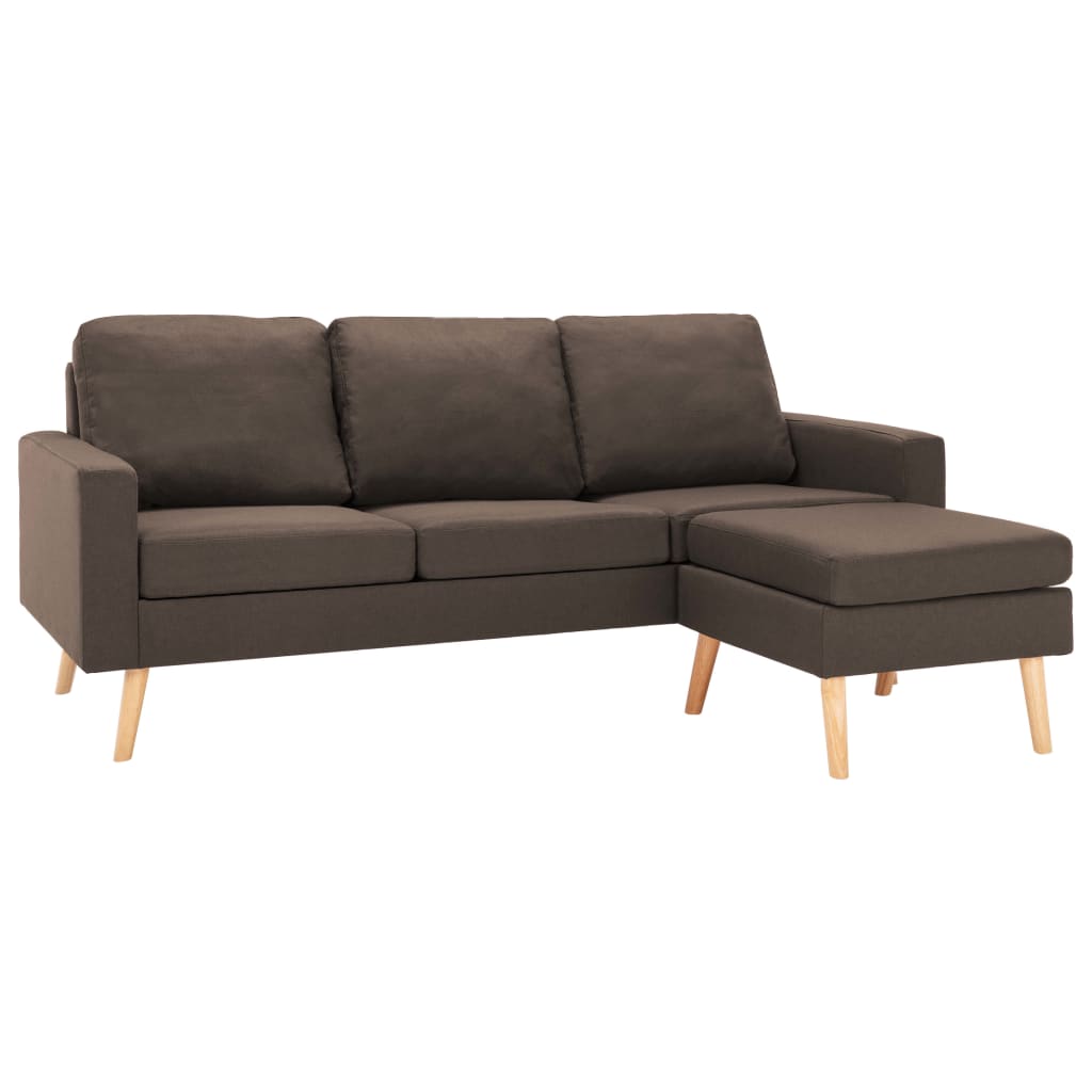 Canapea Cu 3 Locuri Și Taburet, , Material Textil