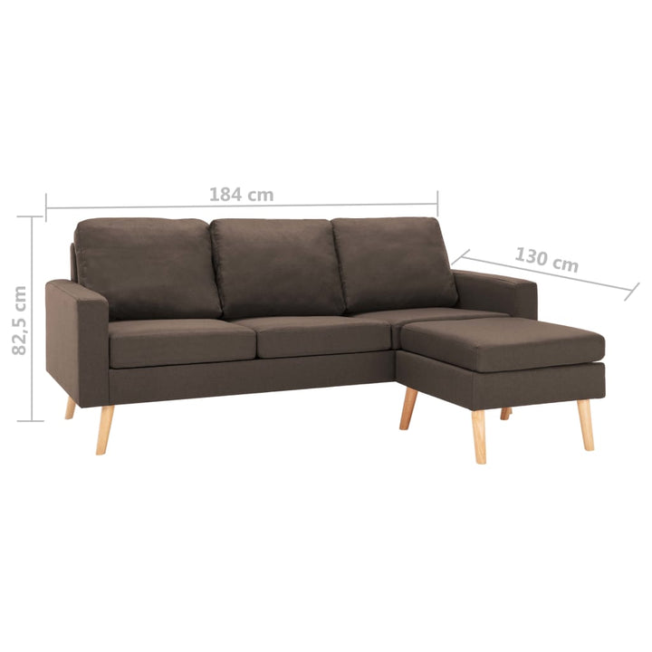 Canapea Cu 3 Locuri Și Taburet, , Material Textil