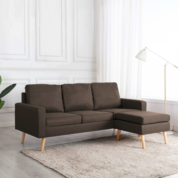 Canapea Cu 3 Locuri Și Taburet, , Material Textil