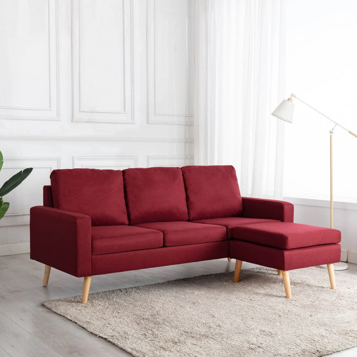 Canapea Cu 3 Locuri Și Taburet, , Material Textil