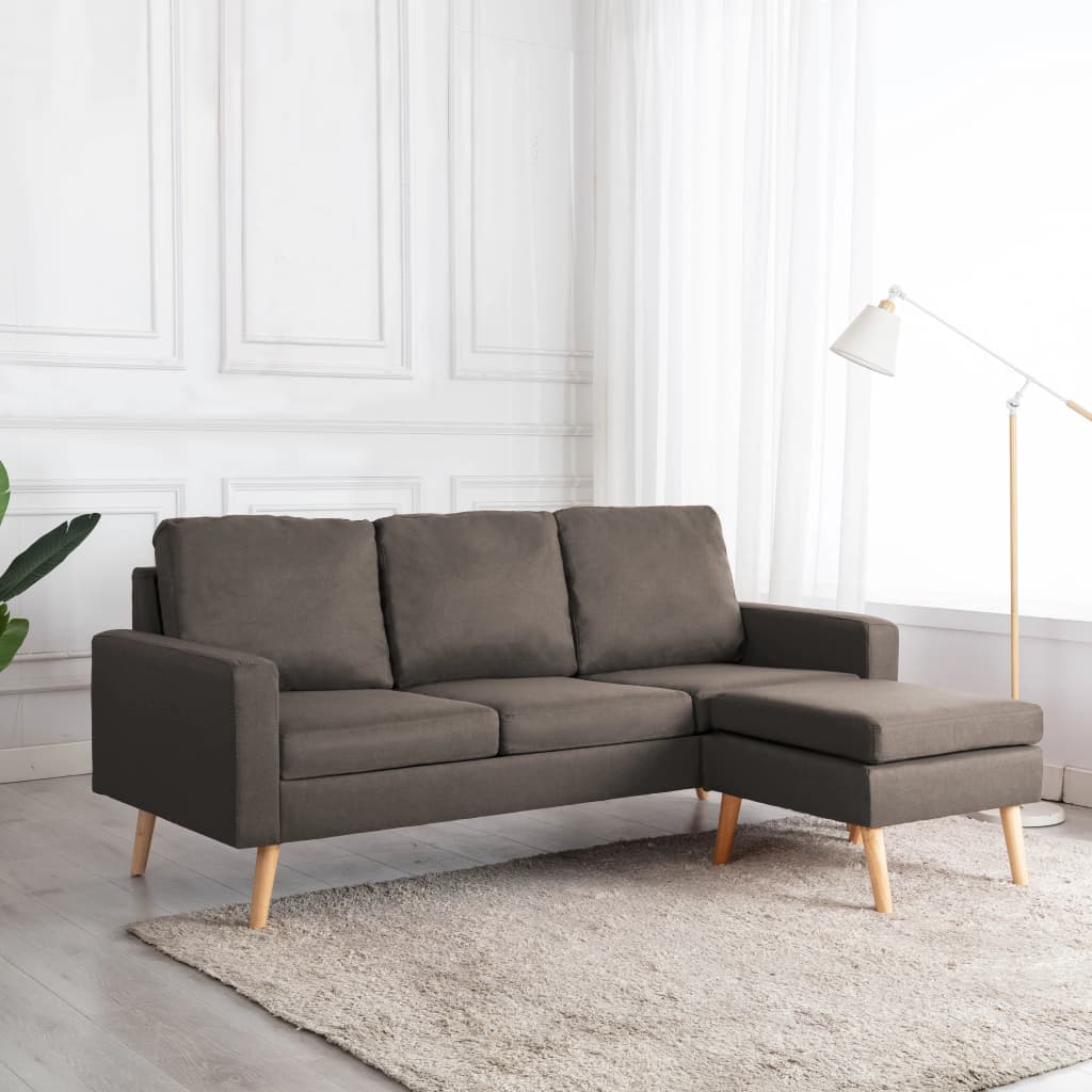 Canapea Cu 3 Locuri Și Taburet, , Material Textil