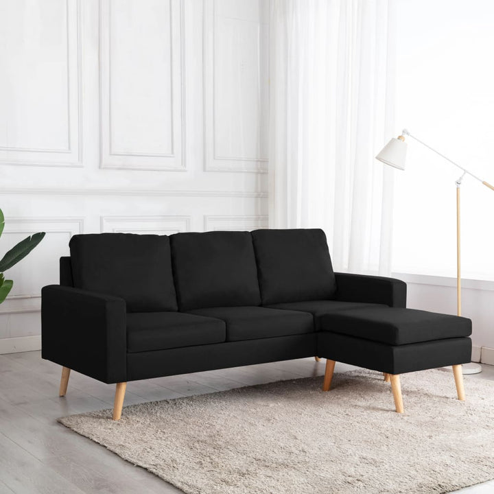 Canapea Cu 3 Locuri Și Taburet, , Material Textil