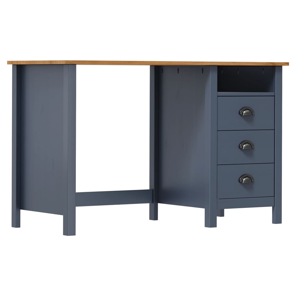 Birou Hill Cu 3 Sertare, 120X50X74 Cm, Lemn Masiv De Pin