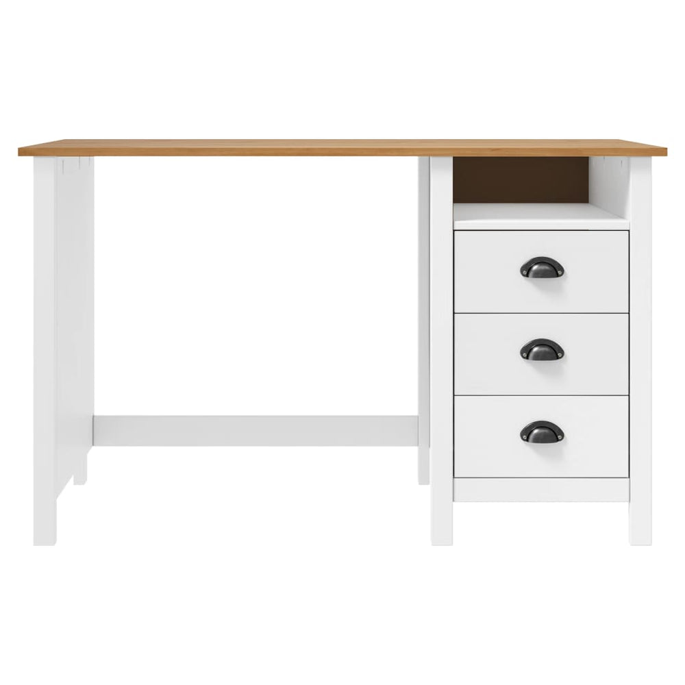 Birou Hill Cu 3 Sertare, 120X50X74 Cm, Lemn Masiv De Pin