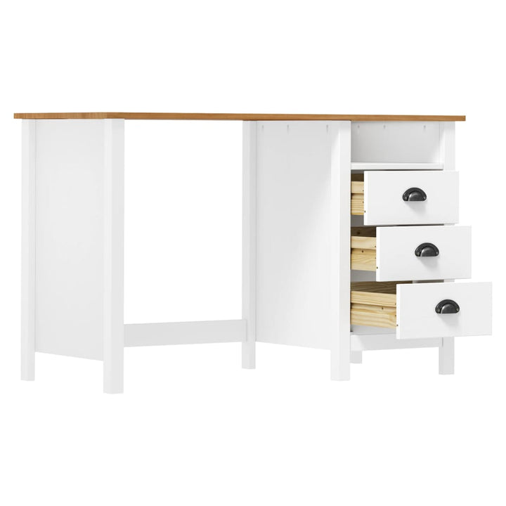 Birou Hill Cu 3 Sertare, 120X50X74 Cm, Lemn Masiv De Pin