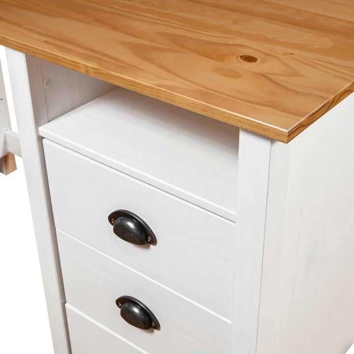 Birou Hill Cu 3 Sertare, 120X50X74 Cm, Lemn Masiv De Pin