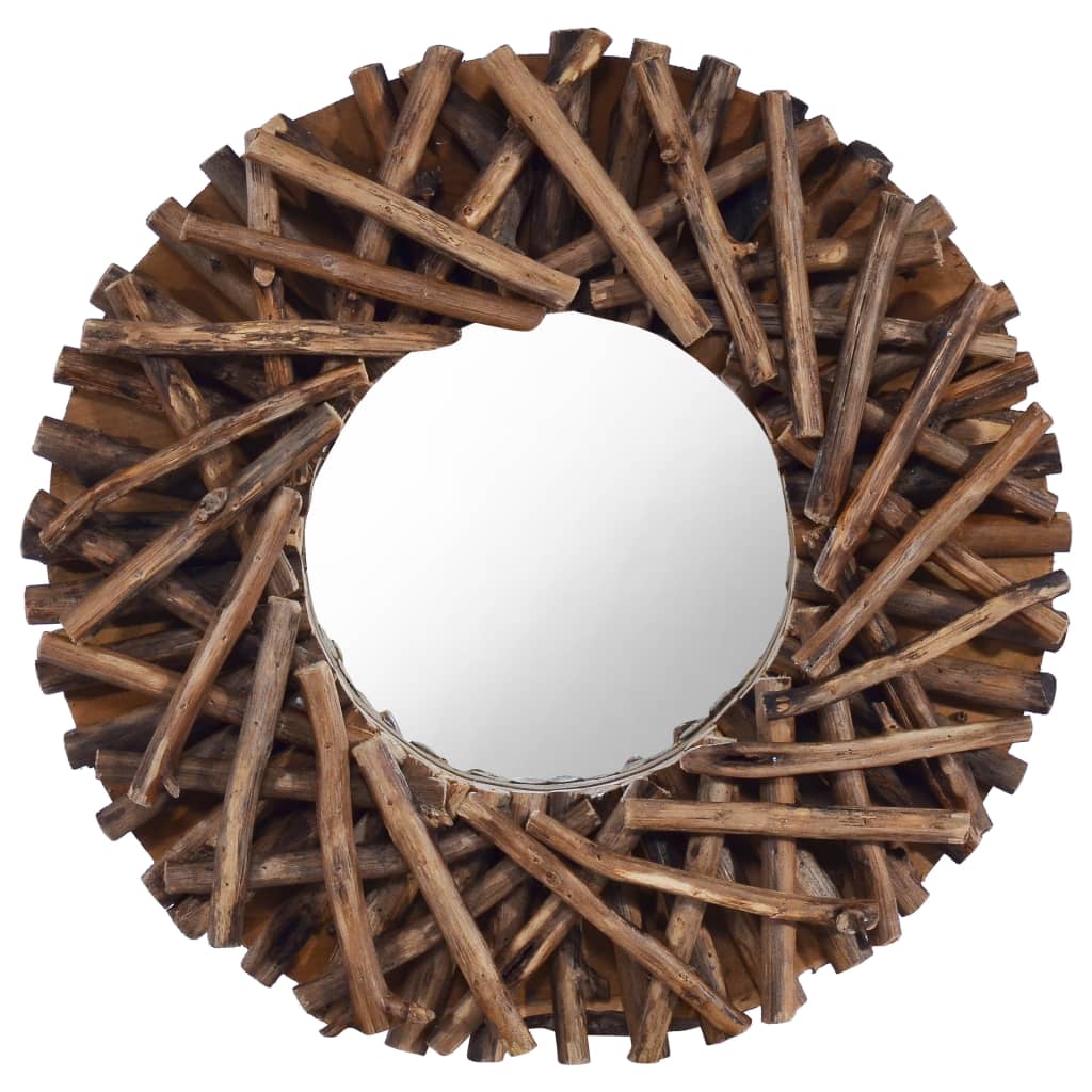 Oglindă De Perete, 60 Cm, Tec, Rotund