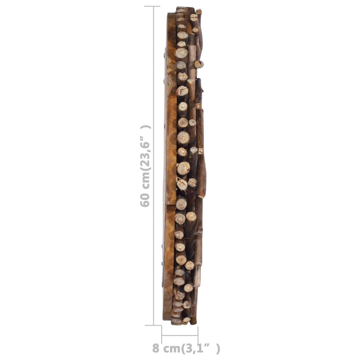 Oglindă De Perete, 60 Cm, Tec, Rotund