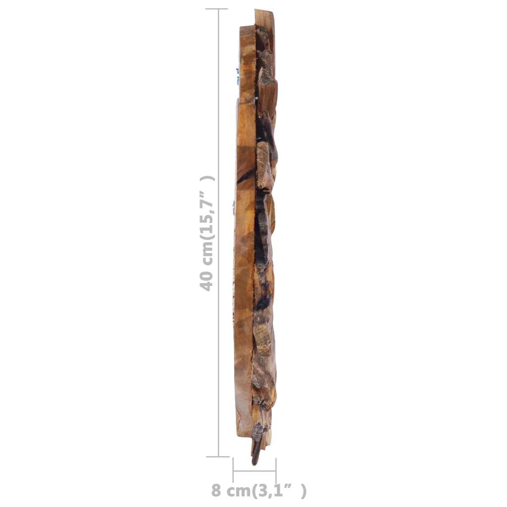Oglindă De Perete, 40 Cm, Tec, Rotund