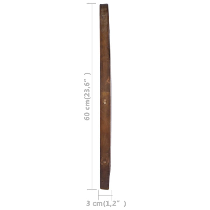 Oglindă De Perete, 60 Cm, Tec, Rotund