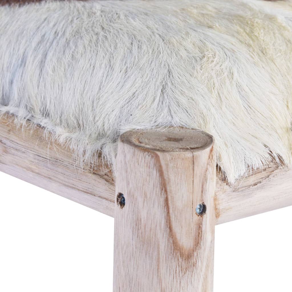 Taburet De Bar, Piele Naturală Și Lemn Masiv De Tec