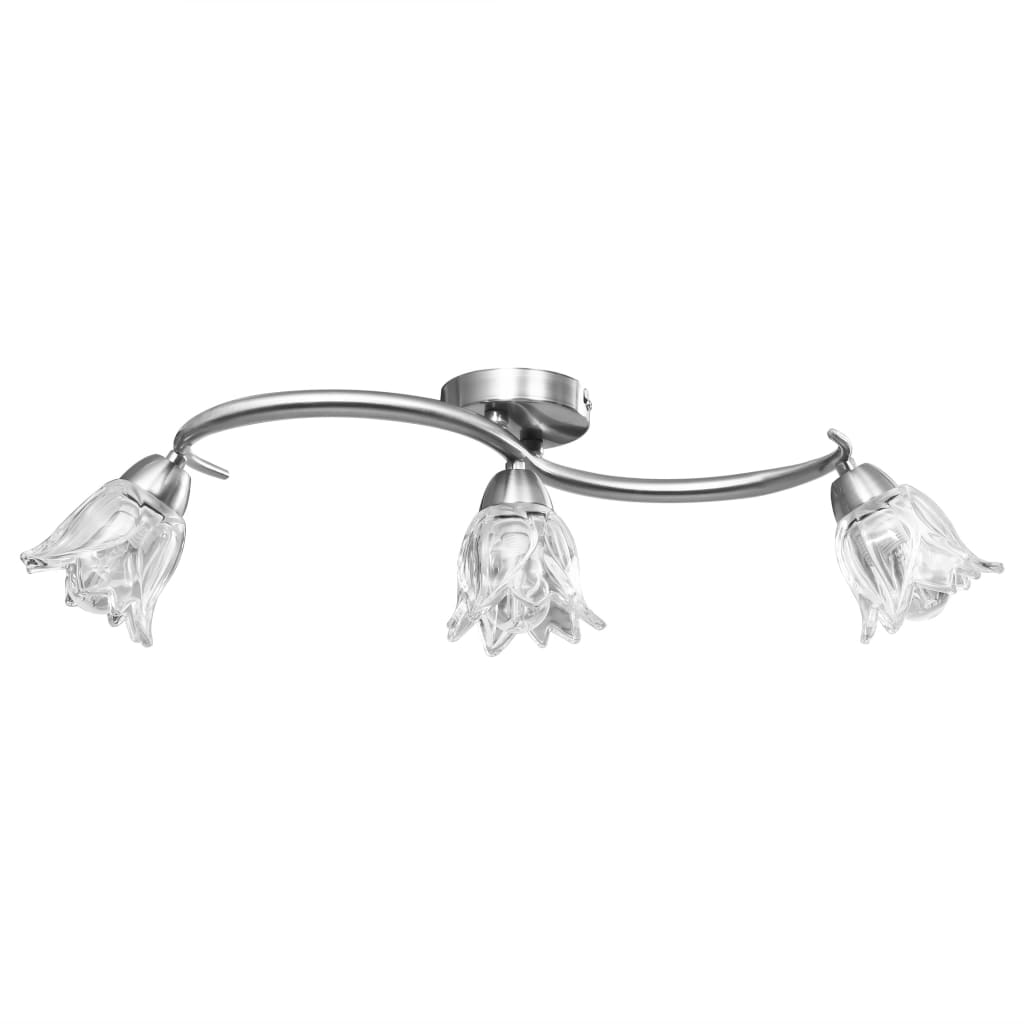 Lustră, Abajururi De Sticlă Transparentă, 3 Becuri E14,