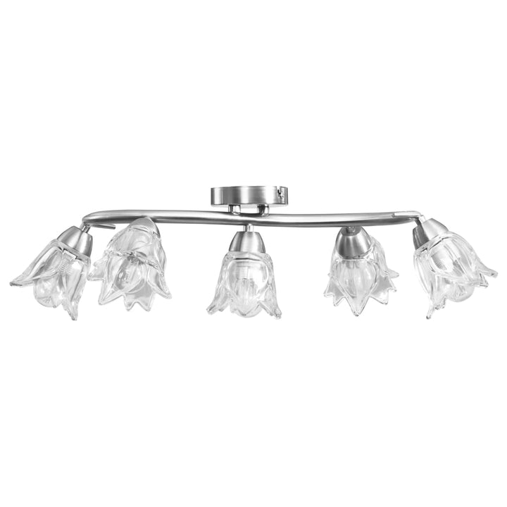 Lustră, Abajururi Din Sticlă Transparentă, 5 Becuri E14,