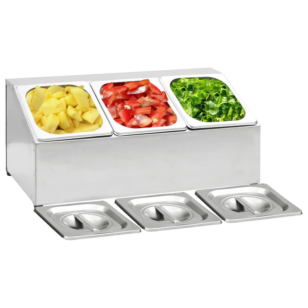 Recipient Gastronorm Cu 5 Secțiuni Gn 1/6 Oțel Inoxidabil