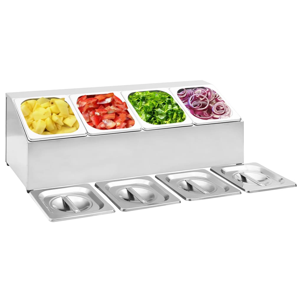 Recipient Gastronorm Cu 5 Secțiuni Gn 1/6 Oțel Inoxidabil