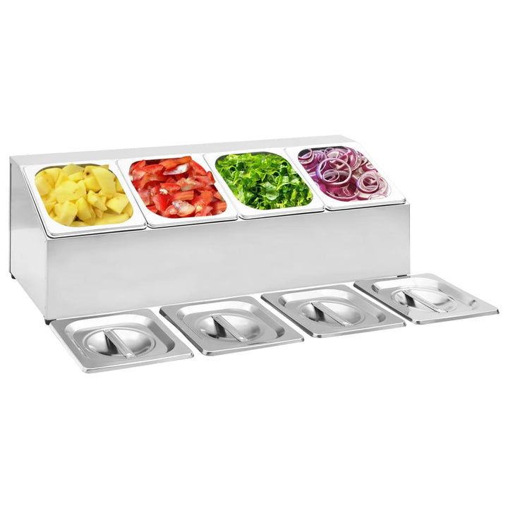 Recipient Gastronorm Cu 5 Secțiuni Gn 1/6 Oțel Inoxidabil