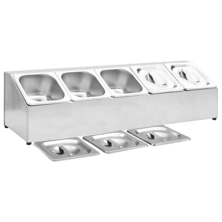 Recipient Gastronorm Cu 5 Secțiuni Gn 1/6 Oțel Inoxidabil