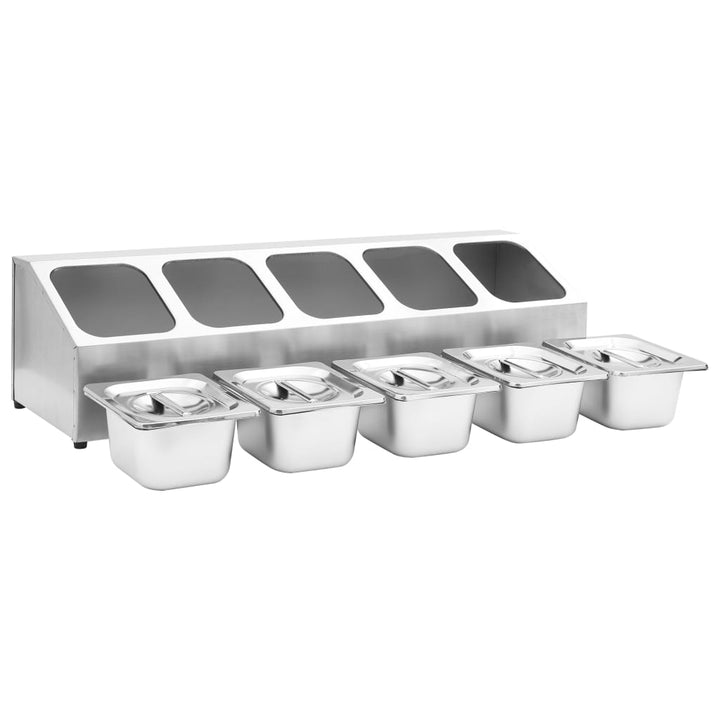 Recipient Gastronorm Cu 5 Secțiuni Gn 1/6 Oțel Inoxidabil