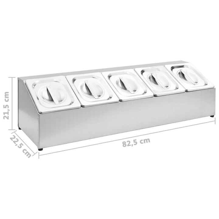 Recipient Gastronorm Cu 5 Secțiuni Gn 1/6 Oțel Inoxidabil