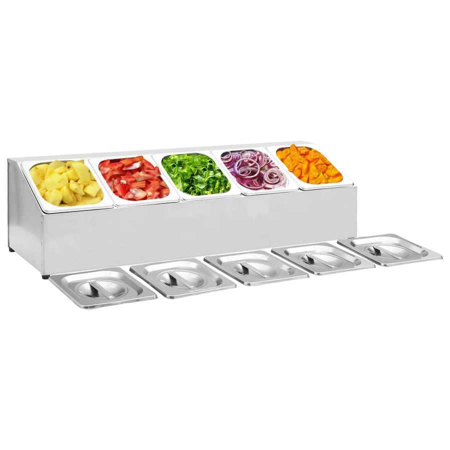 Recipient Gastronorm Cu 5 Secțiuni Gn 1/6 Oțel Inoxidabil