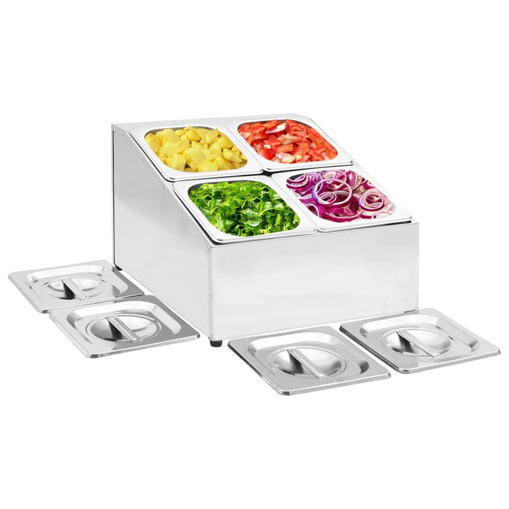 Recipient Gastronorm Cu 5 Secțiuni Gn 1/6 Oțel Inoxidabil