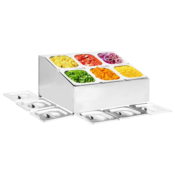 Recipient Gastronorm Cu 5 Secțiuni Gn 1/6 Oțel Inoxidabil