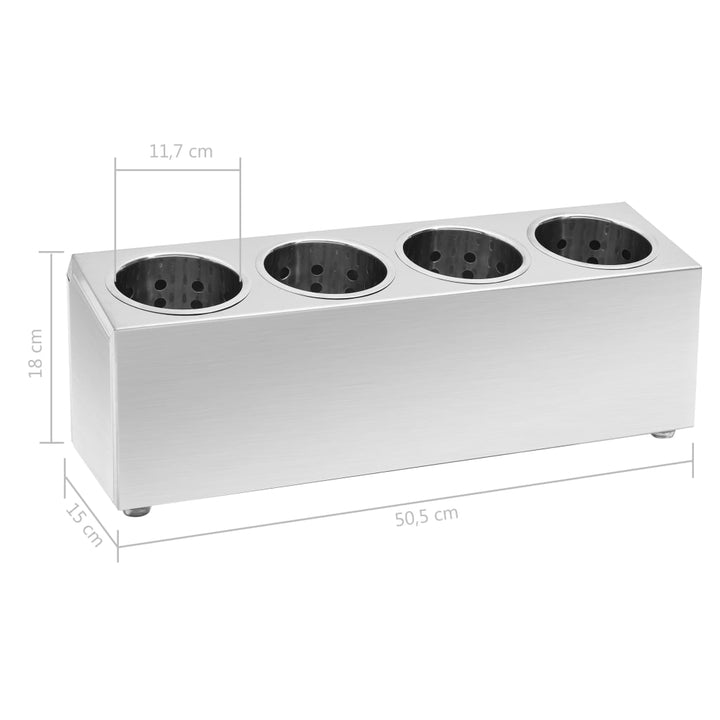 Suport De Tacâmuri 4 Inserții, Oțel Inoxidabil, Dreptunghiular