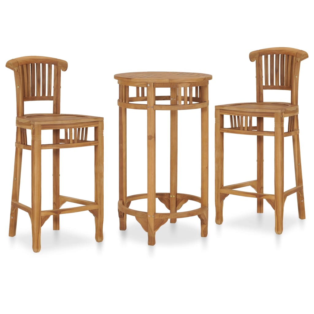 Set De Bar Pentru Grădină, 3 Piese, Lemn Masiv De Tec