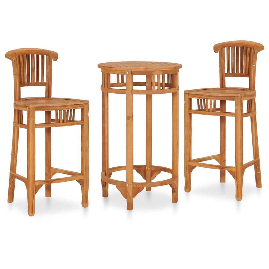 Set De Bar Pentru Grădină, 3 Piese, Lemn Masiv De Tec