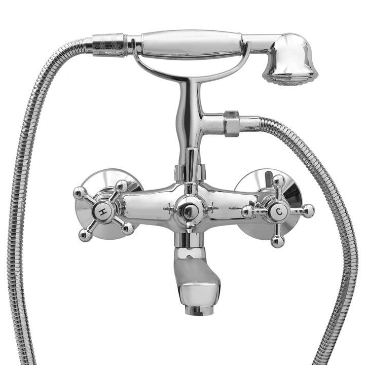 Baterie Cadă Cu 2 Robinete + Deviator Duș De Mână Chrome Retro