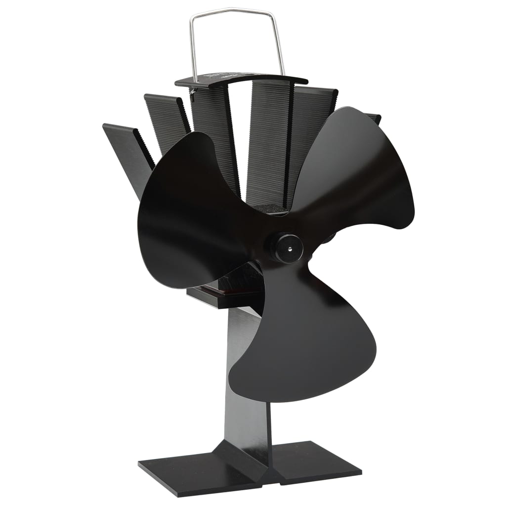 Ventilator De Sobă Cu Alimentare Termică, 4 Palete, Negru
