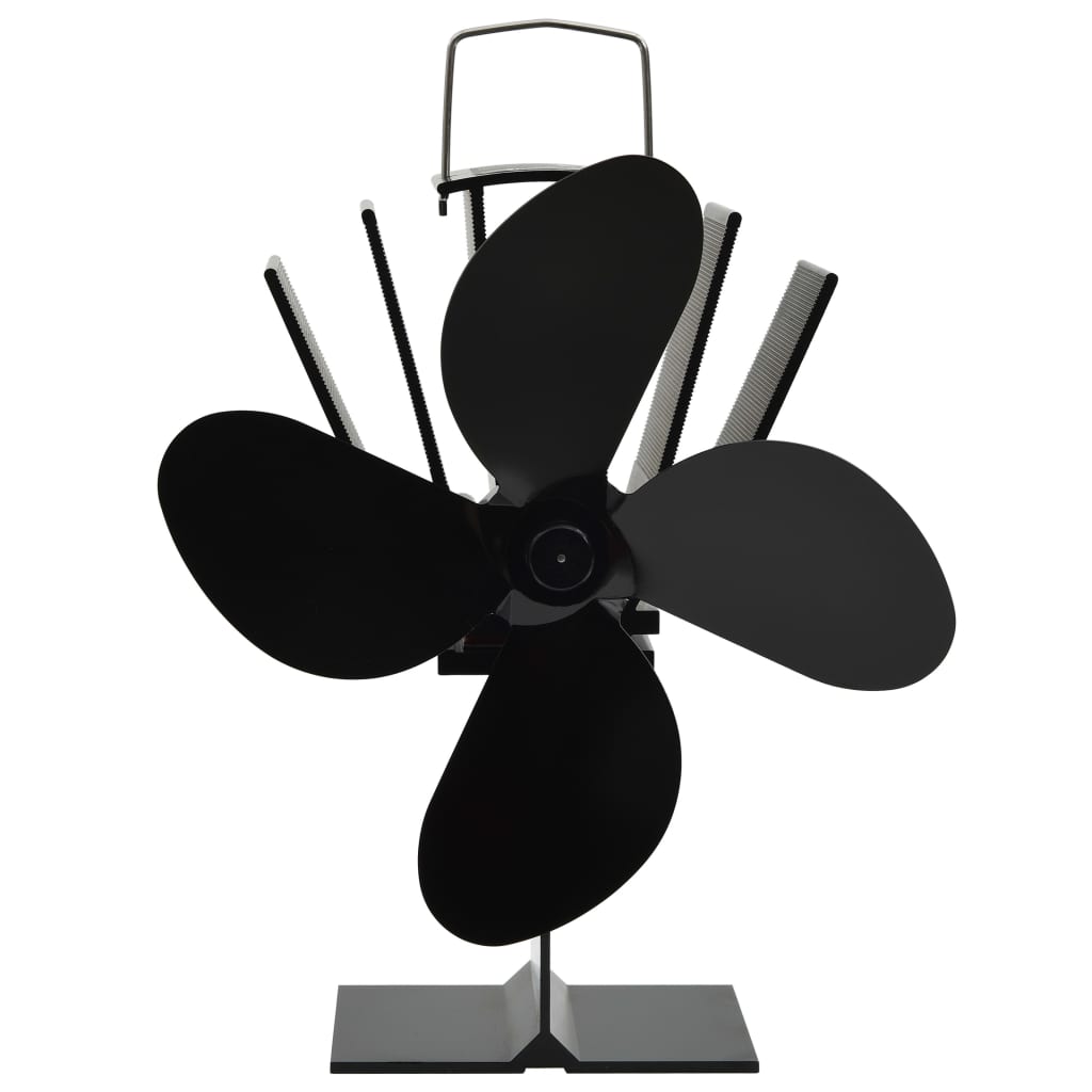 Ventilator De Sobă Cu Alimentare Termică, 4 Palete, Negru