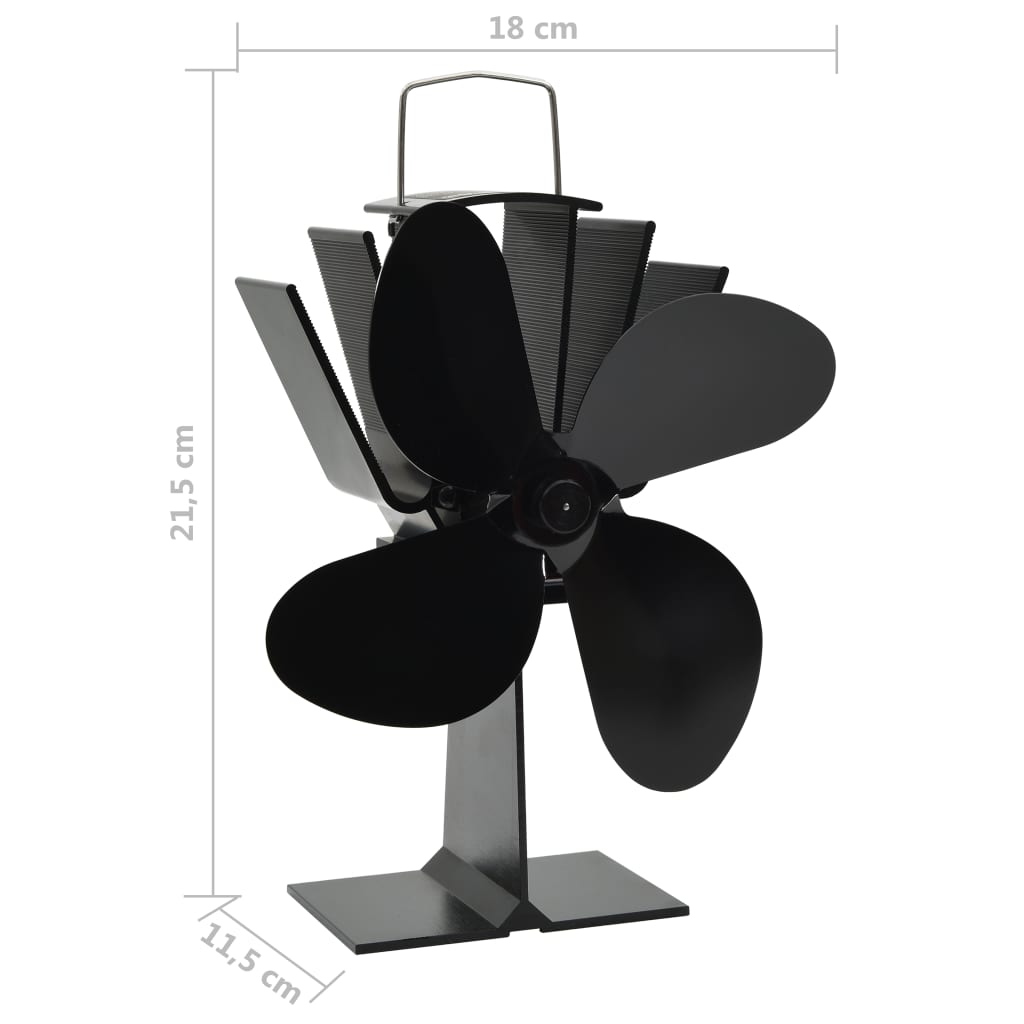 Ventilator De Sobă Cu Alimentare Termică, 4 Palete, Negru