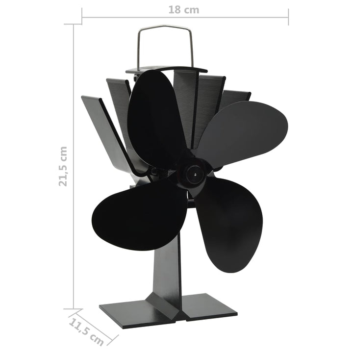 Ventilator De Sobă Cu Alimentare Termică, 4 Palete, Negru