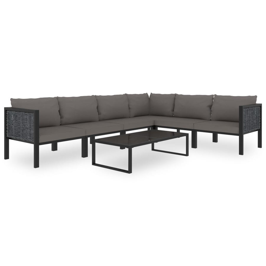 Set Mobilier De Grădină Cu Perne, 7 Piese, Antracit, Poliratan